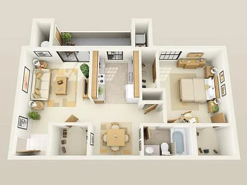 Floor plan One Bedroom One Bath - Renovated