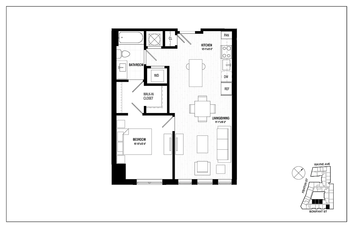 Floor plan 1 Bed 1 Bath A06