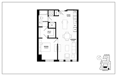 Floor plan 1 Bed 1 Bath A06