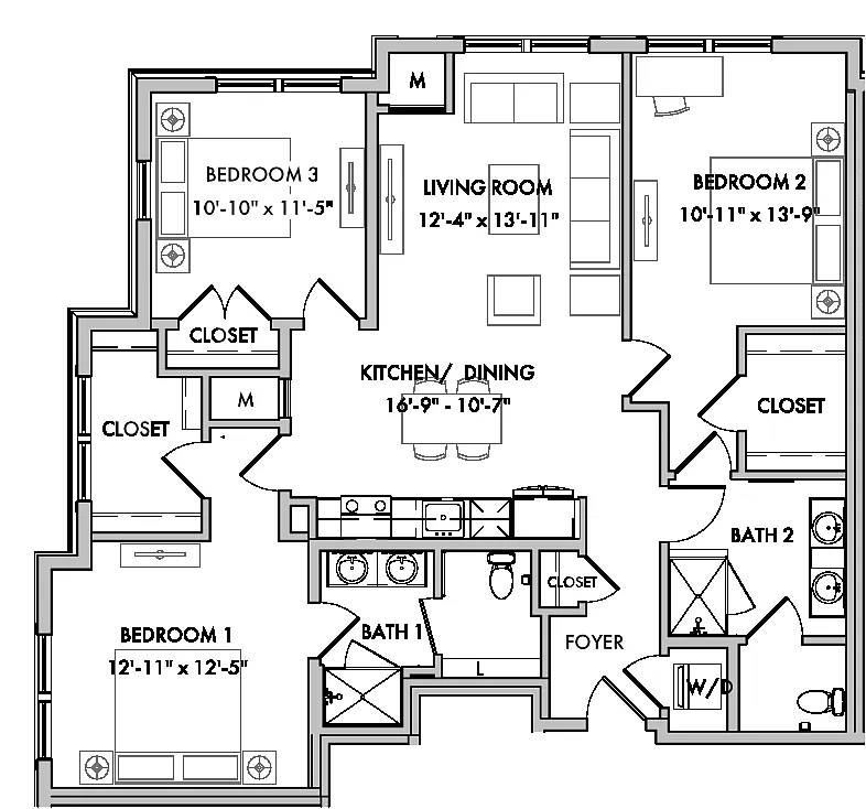 Floor plan Melford I 3 Bed/2 Bath-C3