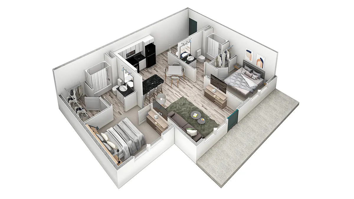Floor plan 2-2 BR Premier Horizon Courtyard