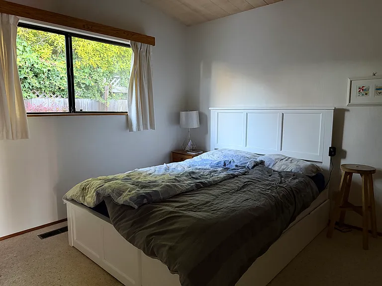 second bedroom with built-in closet and queen sized bed (plus twin bed trundle)