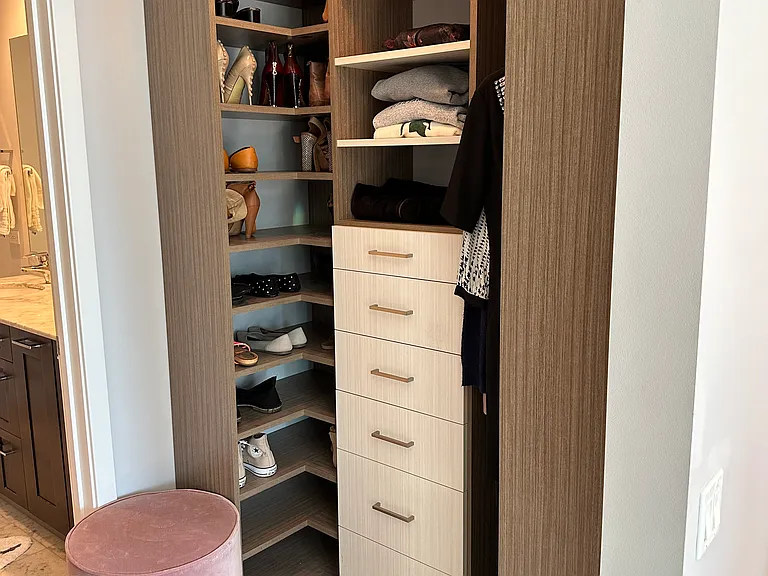 Custom closet in master bedroom