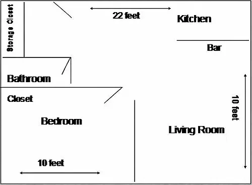 Floor plan 1 Bed - 1 Bath