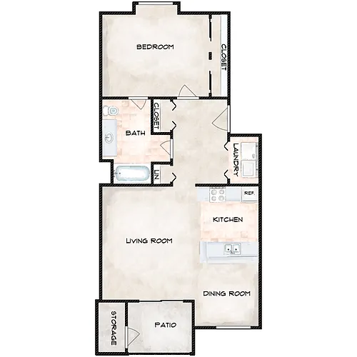 Floor plan 1 Bed 1 Bath