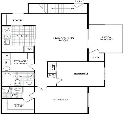 Floor plan 2 BR/1.5 Bath