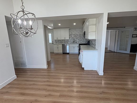 View of the kitchen and living room from the dinning room.