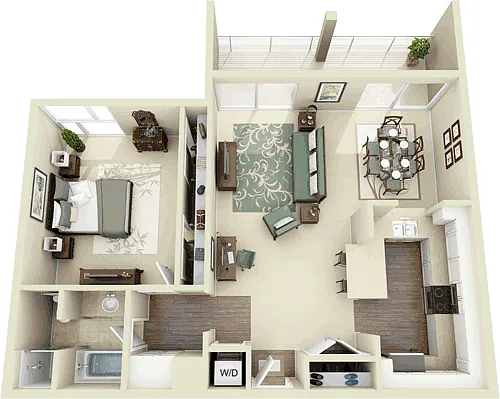 Floor plan 1 Bedroom E