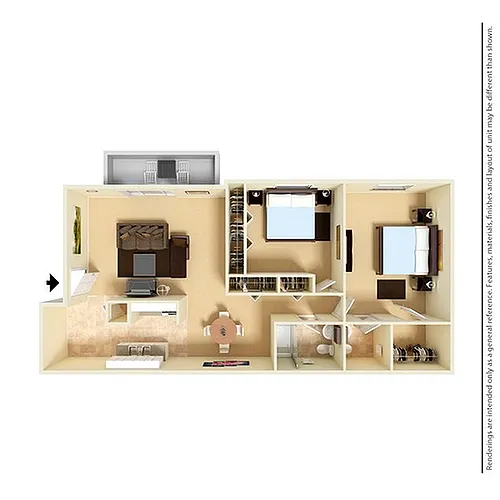 Floor plan 2 Bedroom/1.5 Bathroom