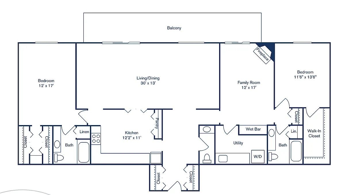 Floor plan 2 Bedroom, 2.5 Bath (1,788 sqft.)