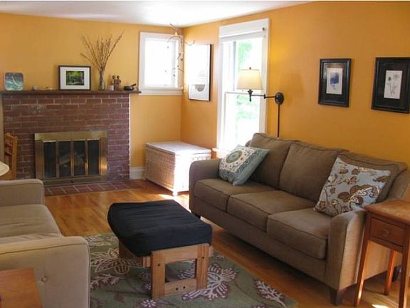 Big living room with fire