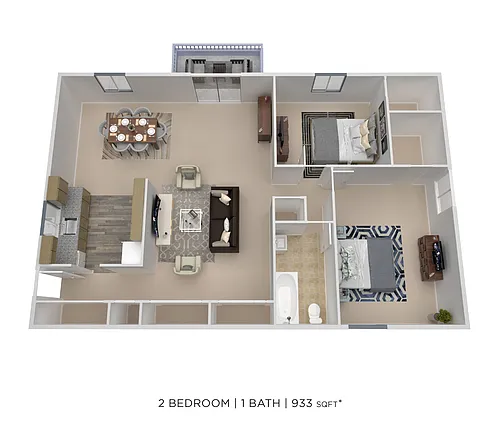 Floor plan Two Bedroom-933 sqft