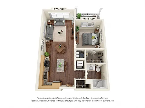 Floor plan One Bedroom - A1