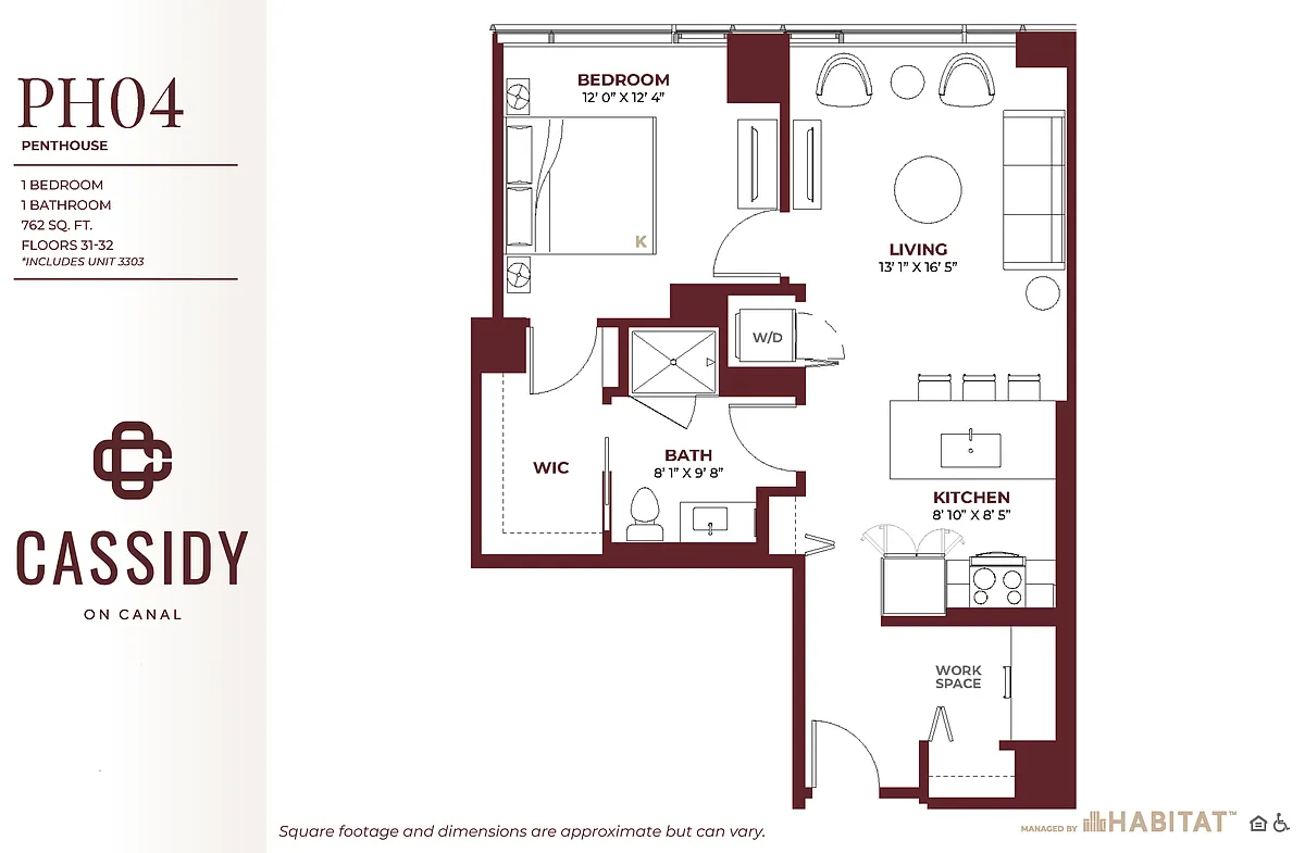 Floor plan Penthouse: One Bedroom PH04