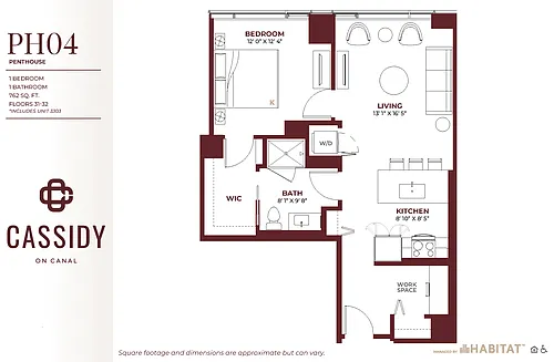 Floor plan Penthouse: One Bedroom PH04