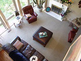 looking down into livingroom