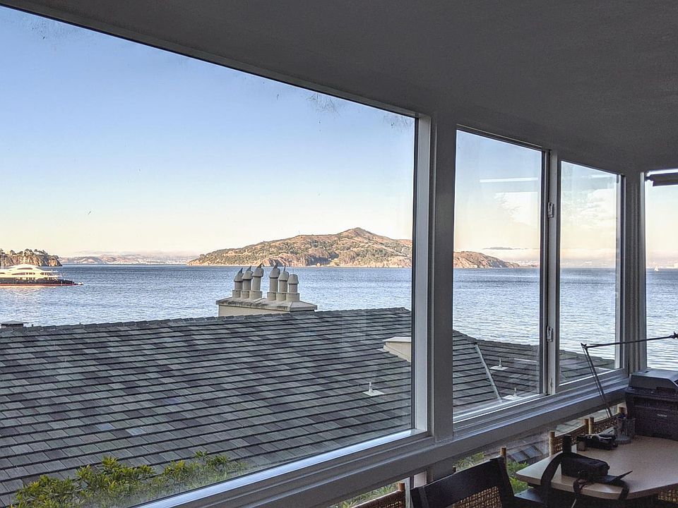 Spectacular wrap-around views from Sausalito harbor to Belvedere, Angel Island, Alcatraz, Berkeley/Oakland, Treasure Island, and San Francisco skyline.