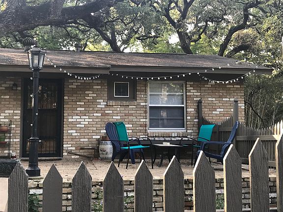 Inviting patio with pretty landscaping.