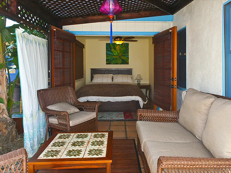 Cabana Room ~ Bedroom French Doors open out onto cabana