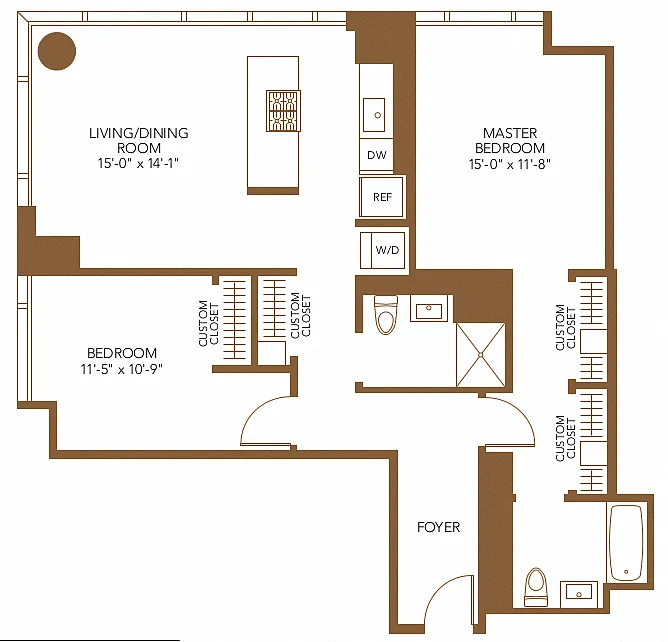 Floor plan 2 Bed 2 Bath