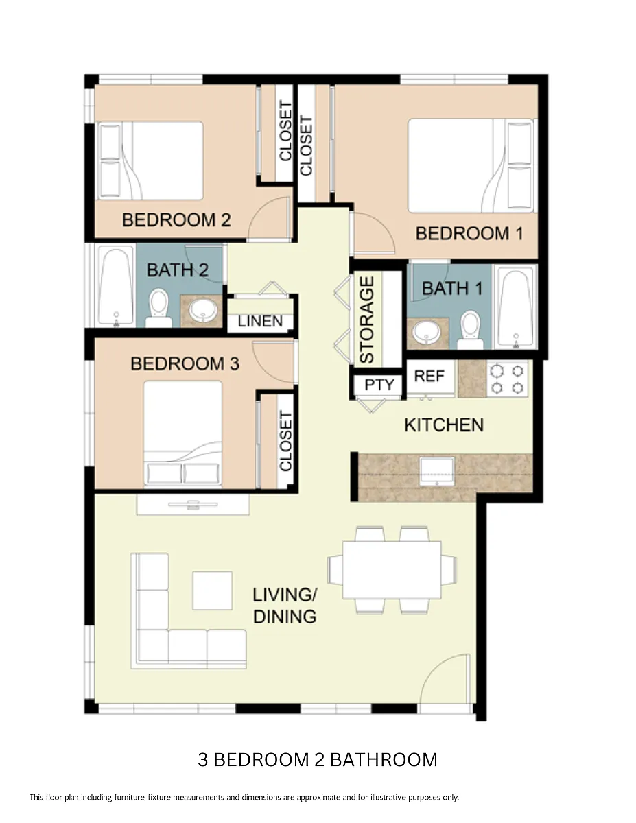 Floor plan Cambridge 3 Bed 2 Bath