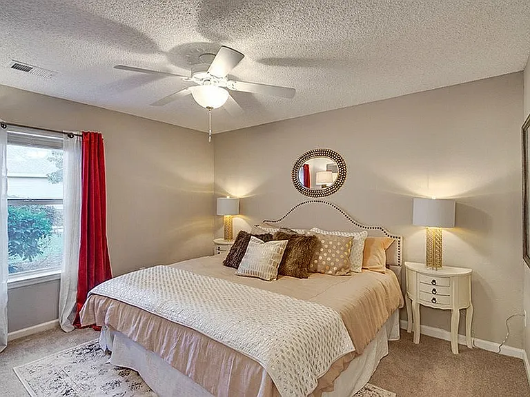 Cozy bedroom with carpet