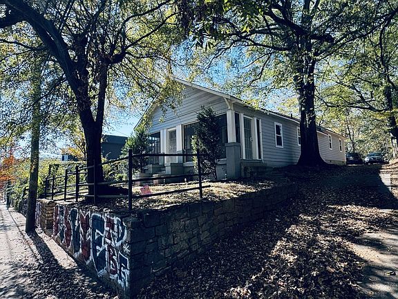 View from main street. The front porch is covered