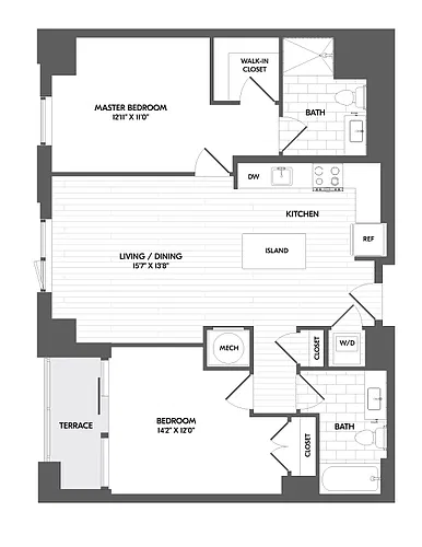Floor plan 2 Bed/2 Bath-2G
