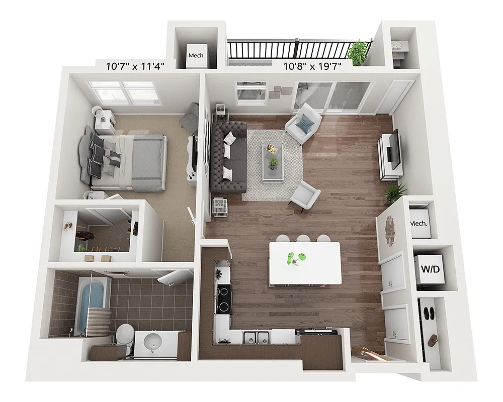 Floor plan One Bedroom A1F