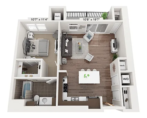 Floor plan One Bedroom A1F