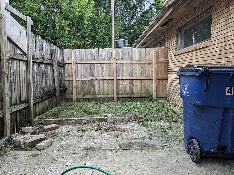 Private patio with side access via gate