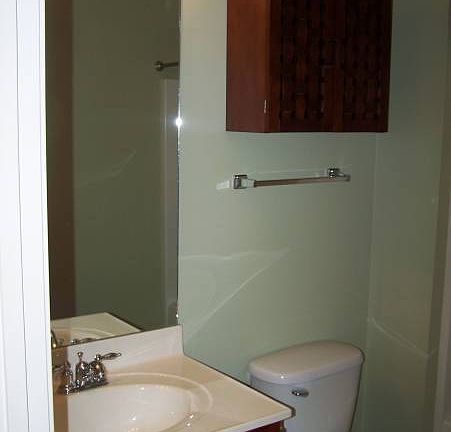 Bathroom vanity toilet and med