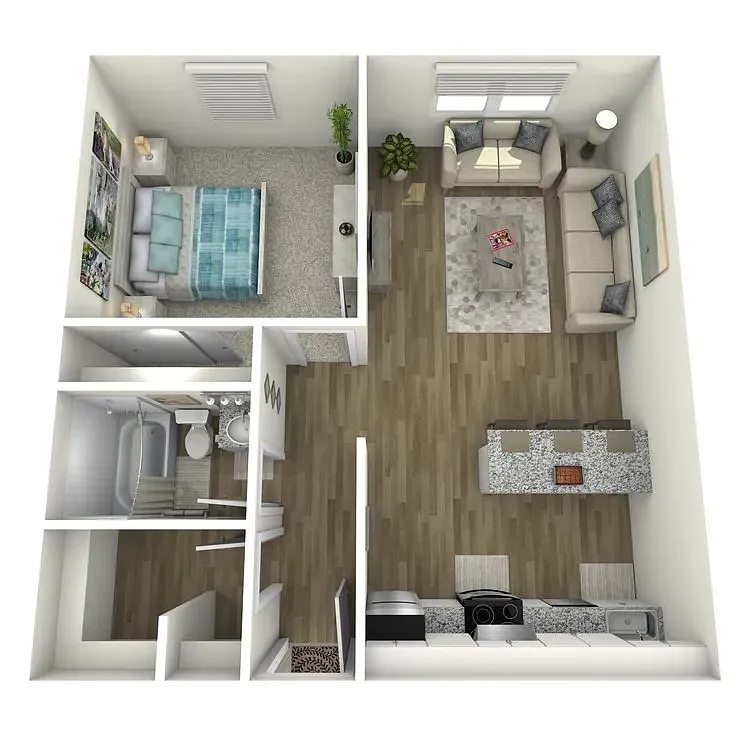 Floor plan 1BD, 1BTH