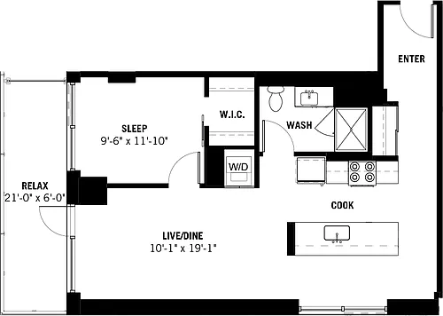 Floor plan One Bed 17