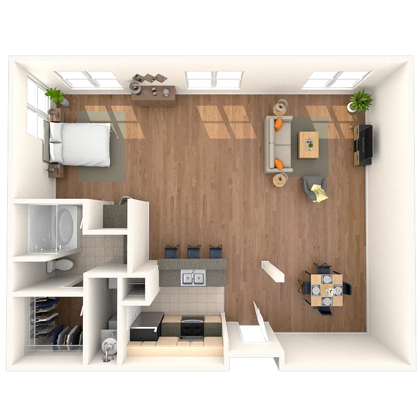 Floor plan Studio 0x1 1024 SF