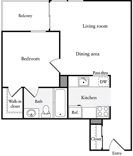 Floor plan 1 Bedroom B