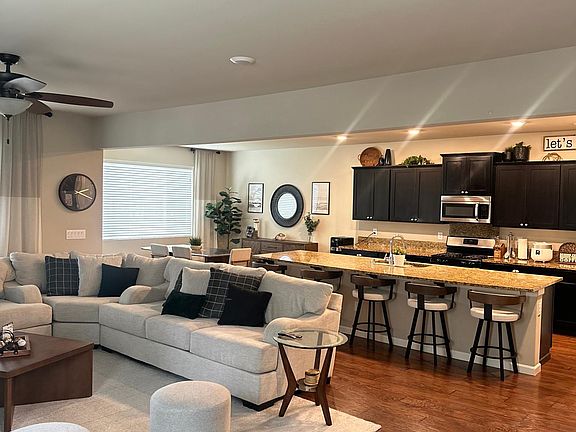 Living Room with Large Kitchen Counter