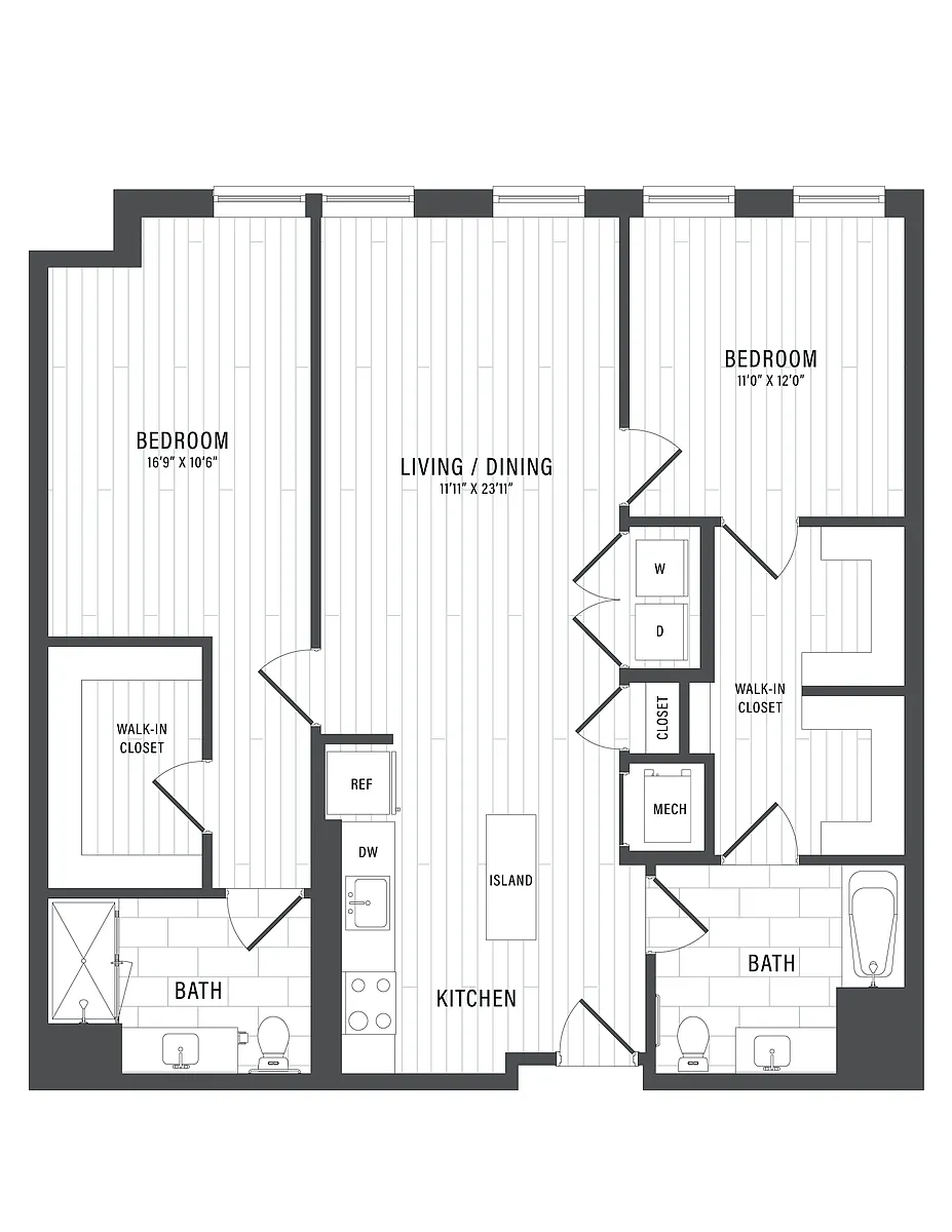 Floor plan 2 Bed/2 Bath-E5