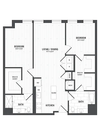 Floor plan 2 Bed/2 Bath-E5