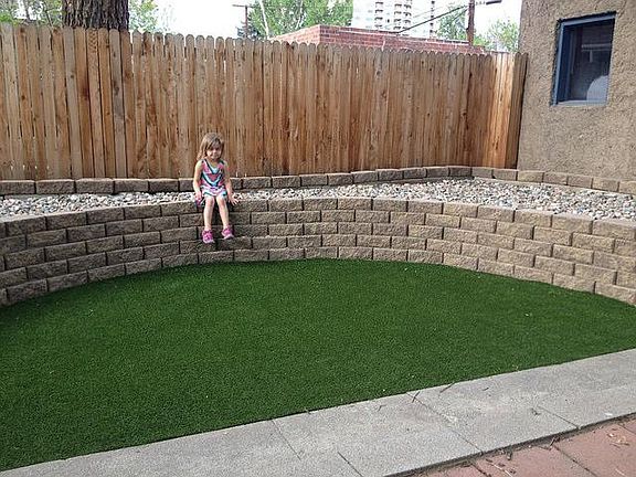 Pet turf in backyard, child not included