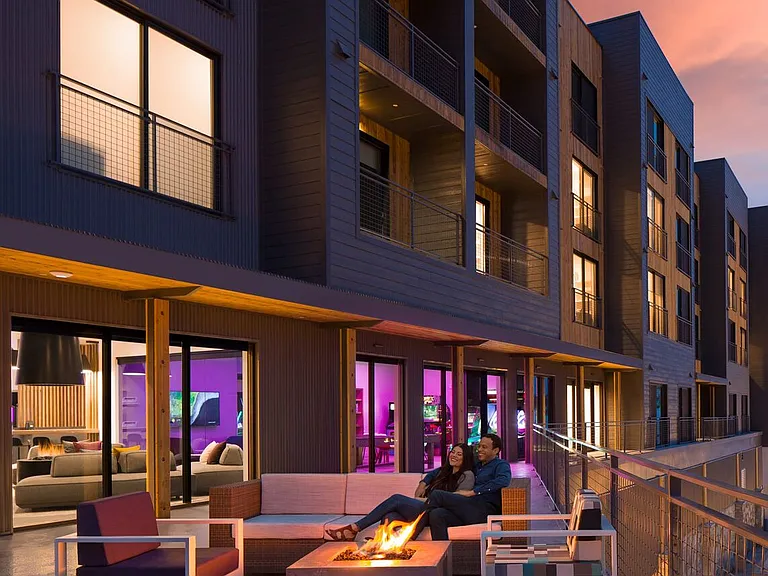 Canyon Haus outside lounge with fire pit