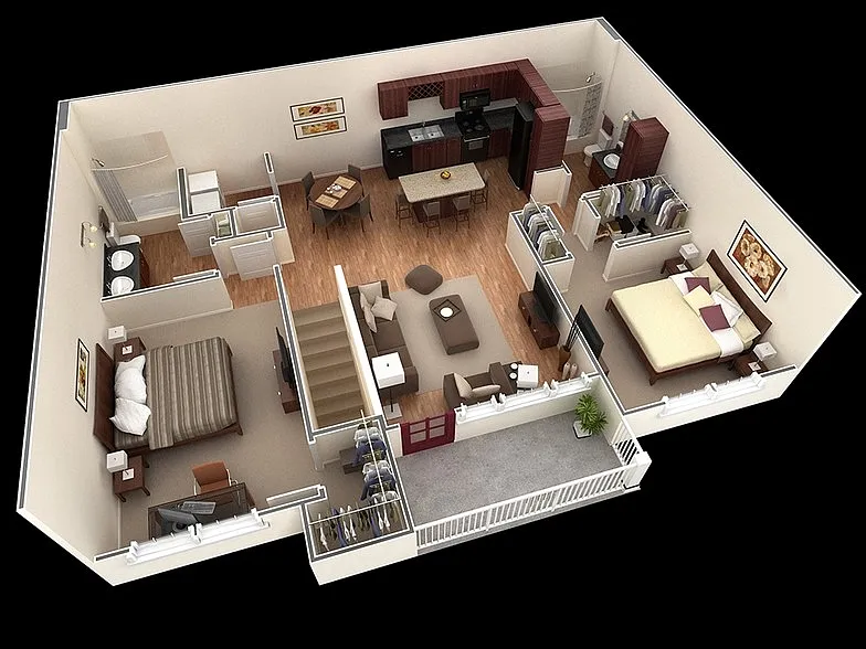Floor plan B4 Secretariat plus garage - 2 Bedroom, 2 Bathroom