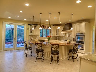 Granite island in kitchen 