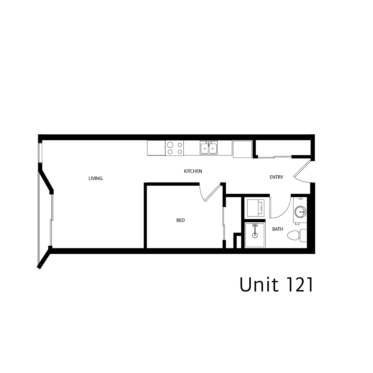 Floor plan 1 Bed 1 Bath - Type 16