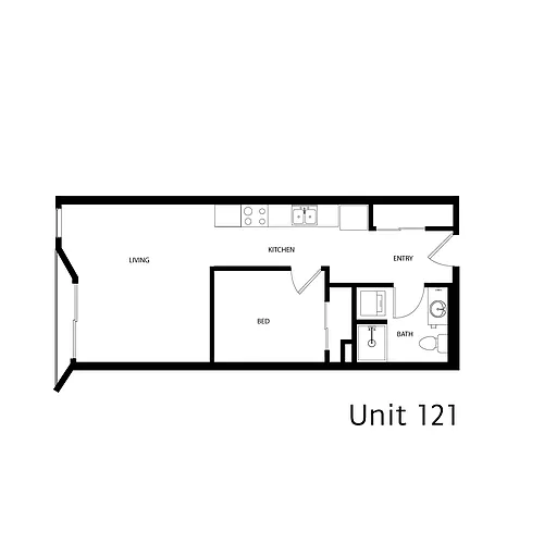 Floor plan 1 Bed 1 Bath - Type 16