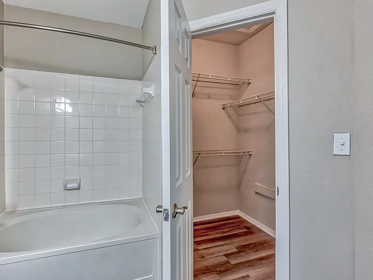 Bathrooms with a conveniently placed closet.
