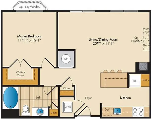 Floor plan 1 Bed 1 Bath-A2