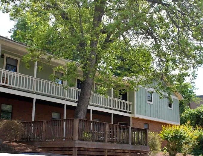 Front of the building- the available apartment is upstairs