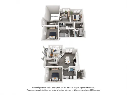 Floor plan 3D - Carriage Home with Garages