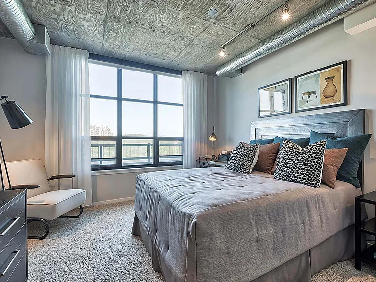 Exposed duct work and concrete accents